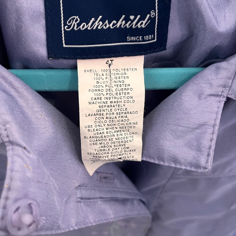 Lavender Embroidered Little. 100% polyester Shell & lining. - Picture 10 of 10